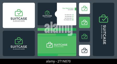 Suitcase logo design template with check mark design graphic vector illustration. Symbol, icon, creative. Stock Vector