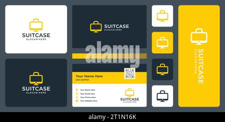 Suitcase logo design template with monitor design graphic vector illustration. Symbol, icon, creative. Stock Vector