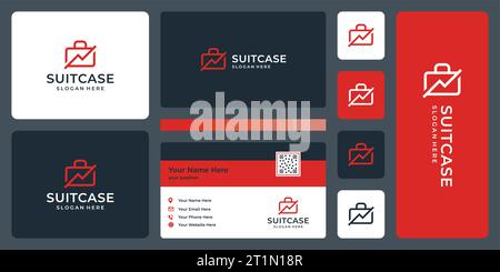 Suitcase logo design template with analytical or financial investment design graphic vector illustration. Symbol, icon, creative. Stock Vector