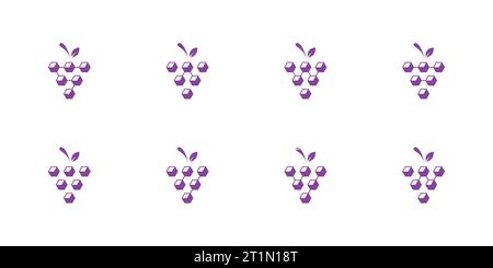 Collection of abstract grape fruit logo design graphic vector illustration. Symbol, icon, creative. Stock Vector
