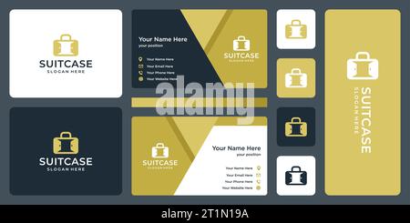 Suitcase logo design template with door design graphic vector illustration. Symbol, icon, creative. Stock Vector