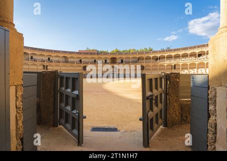 Historic buildings of the Plaza de Toros de Ronda, a historic Bullring in Ronda, Spain Stock Photo