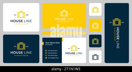 Modern house building logo design template with line art style graphic vector illustration. Symbol, icon, creative. Stock Vector