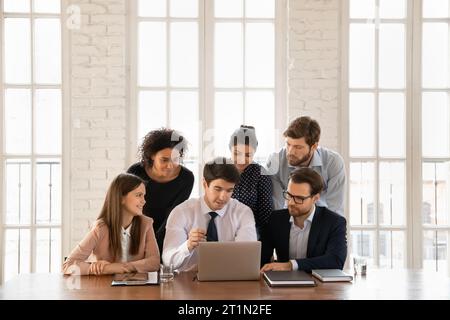 Confident business professional man showing online project presentation Stock Photo