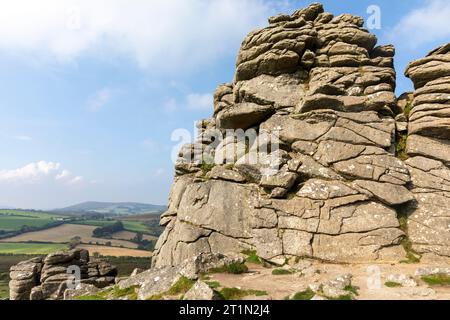 Hound Tor Dartmoor National Park, sunny autumn day 2023,England,UK Stock Photo