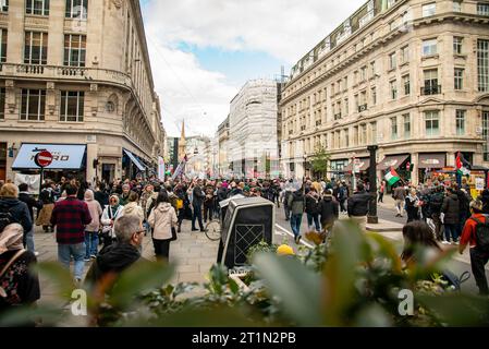 London, United Kingdom - October 14th 2023:  Pro-Palestine march in Central London in solidarity with Palestinians. Stock Photo