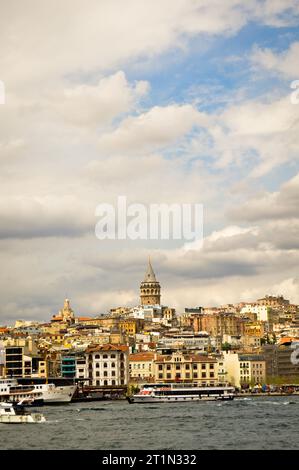 Galata Bridge and Galata Tower, one of the most visited places in Istanbul bosphorus Turkey March 23 2019 Stock Photo