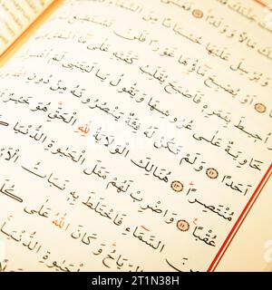 Pages and verses from the holy book of islam religion quran, kuran and chapters Stock Photo