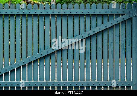 Old wood green gate in Teresopolis, Rio de Janeiro, Brazil Stock Photo