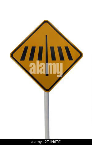 An orange pedestrian crossing sign isolated on white Stock Photo