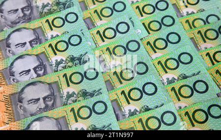 Australian 100 dollar notes. Stock Photo