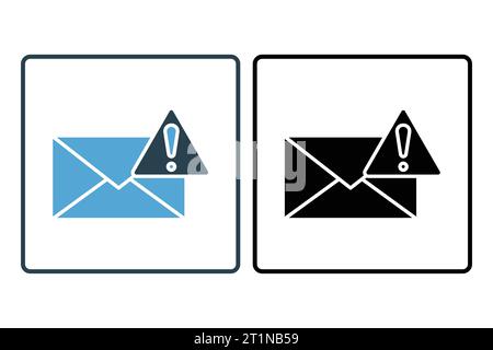Warning letter icon. envelope with exclamation mark. icon related to Warning, notification. suitable for web site, app, user interfaces, printable etc Stock Vector