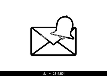 Mail notification icon. envelope with bell. icon related to Warning, notification. suitable for web site, app, user interfaces, printable etc. Line ic Stock Vector