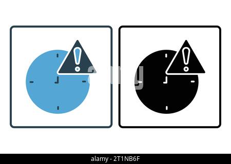 Warning icon. clock with exclamation mark. icon related to warning, notification. suitable for web site, app, user interfaces, printable etc. Solid ic Stock Vector