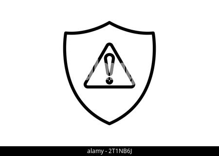 Security alert icon. Shield with exclamation mark. icon related to Warning, notification. suitable for web site, app, user interfaces, printable etc. Stock Vector