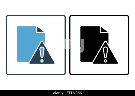 Document error icon. document with exclamation mark. icon related to Warning, notification. suitable for web site, app, user interfaces, printable etc Stock Vector