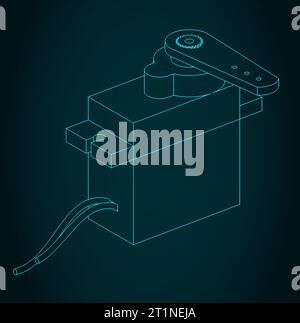 Stylized vector illustration of blueprints of servo motor kit Stock ...