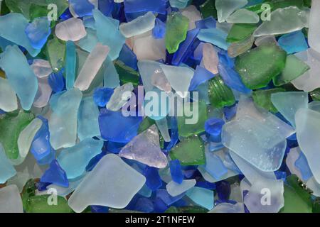 Original art by me. Clear, blue, green, and aqua,  Sea Glass. Stock Photo