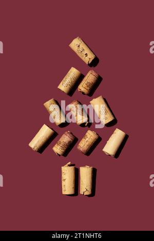 Christmas tree made from wine corks. Stock Photo