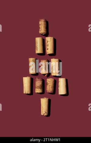 Christmas tree made from wine corks. Stock Photo