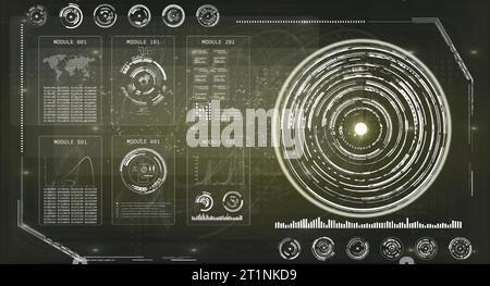 Sci-Fi Radar Dashboard Management Stock Vector