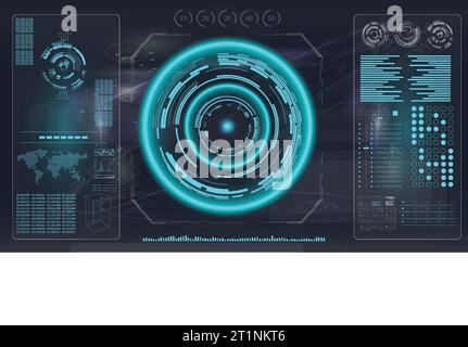 Radar screen.HUD. Hi-tech futuristic display. Technology background. Stock Vector