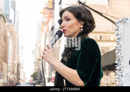 Float Singer Singer Vanessa Rossi performs on float during 2023 Annual Columbus Day ...