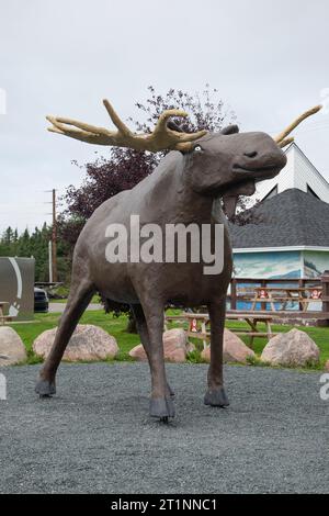 Sculpture of Morris the Moose at Irving Oil Big Stop in Goobies, Newfoundland & Labrador, Canada Stock Photo