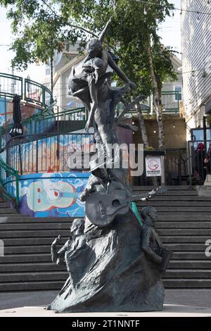 A Time sculpture on George Street in St. John's, Newfoundland & Labrador, Canada Stock Photo