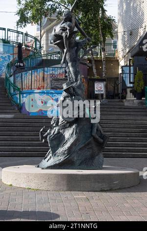 A Time sculpture on George Street in St. John's, Newfoundland & Labrador, Canada Stock Photo