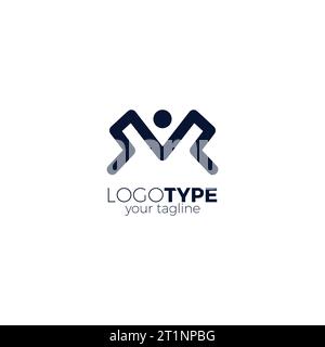 Initial M People Logo Design. M Icon Design Stock Vector