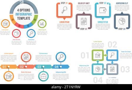 Four steps infographic templates, can be used as process, options, workflow, vector eps10 illustration Stock Vector