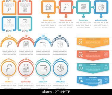 Four steps infographic templates, can be used as process, options, workflow, vector eps10 illustration Stock Vector