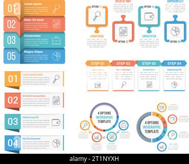 Four steps infographic templates, can be used as process, options, workflow, vector eps10 illustration Stock Vector