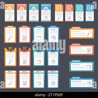 Set of infographic templates with numbers and text, can be used as steps, options, process, workflow, vector eps10 illustration Stock Vector