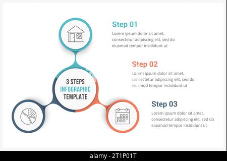 Circle infographics template with three elements, can be used as process diagram, steps, options, vector eps10 illustration Stock Vector