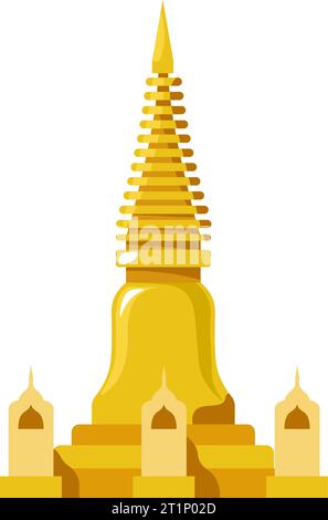 Thai golden pagoda, iconic structure in Thailand Stock Vector