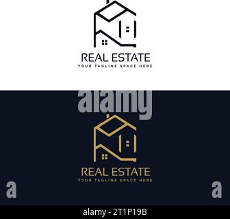 Real estate logo design. Luxury real estate gold color logo template Stock Vector