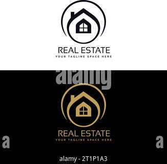 Real estate logo design. Luxury real estate gold color logo template Stock Vector