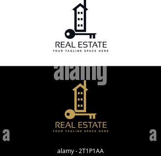 Real estate logo design. Luxury real estate gold color logo template Stock Vector