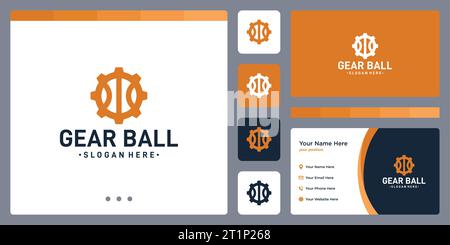 Gear logo design template with ball shape logo design graphic vector illustration. Symbol, icon, creative. Stock Vector
