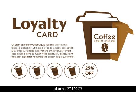 Loyalty card with sale for next cup of coffee Stock Vector