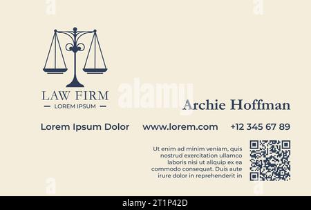 Law firm, legal advice and services business card Stock Vector
