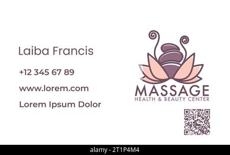 Massage and beauty services, business card logo Stock Vector