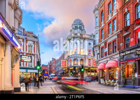 London, England, UK - March 14, 2023: West End theatres on Shaftesbury Avenue. Stock Photo