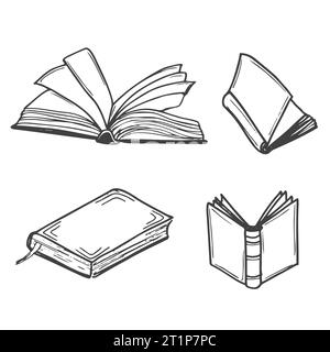 Hand drawing books. Drawn sketch of literature. School or college students  library book. University education books or bookstore sketches. Isolated il  Stock Vector Image & Art - Alamy