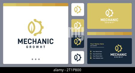 gear logo concept and leaf shape. icons for business, automotive, luxury, elegant, simple, and growth Stock Vector