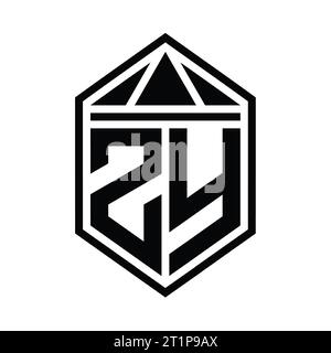 ZY Letter Logo monogram simple hexagon shield shape isolated style ...