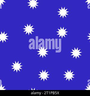 Seamless pattern with star-shaped geometric elements in blue background. Print Ideal for Fabric, Textile, Wrapping Paper. Vector illustration Stock Vector
