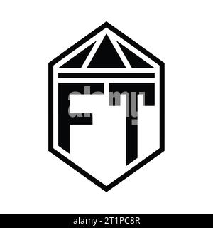 FT Logo monogram letter with triangle shape slice isolated outline ...